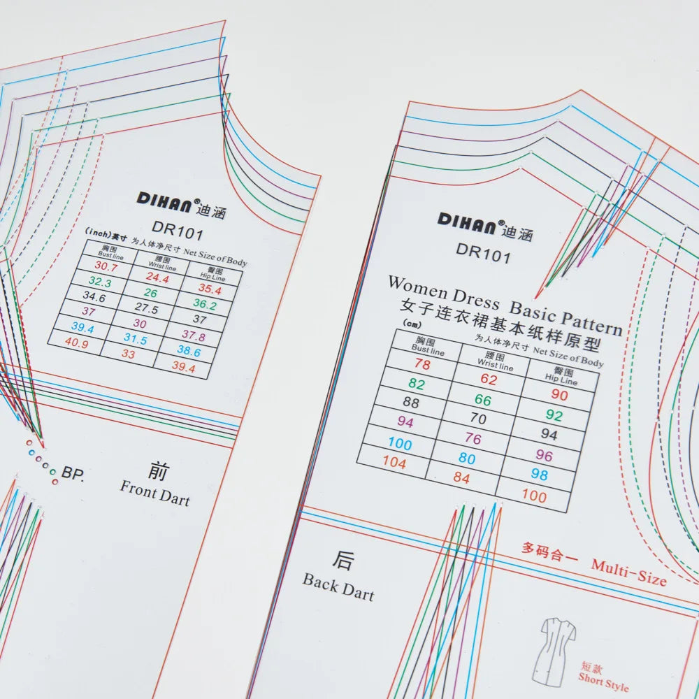Basic Pattern Drafting Template for Dressmaking