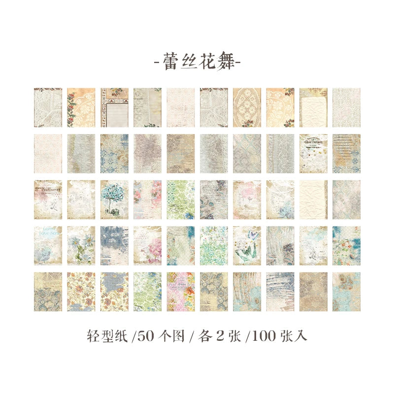 100 sheets Large Vintage Scrapbooking Decor