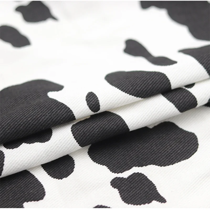 Cotton Twill Jeans Fabric Cow Printed