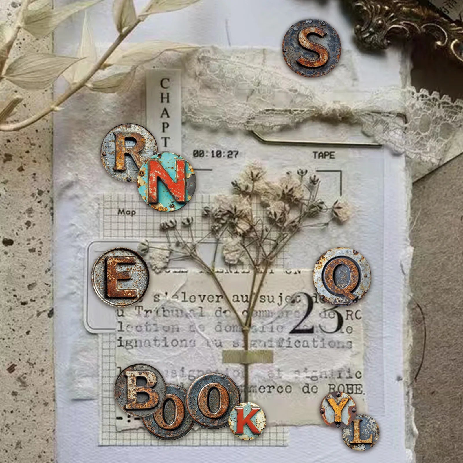 52-PCS Vintage Letter Pattern Stickers