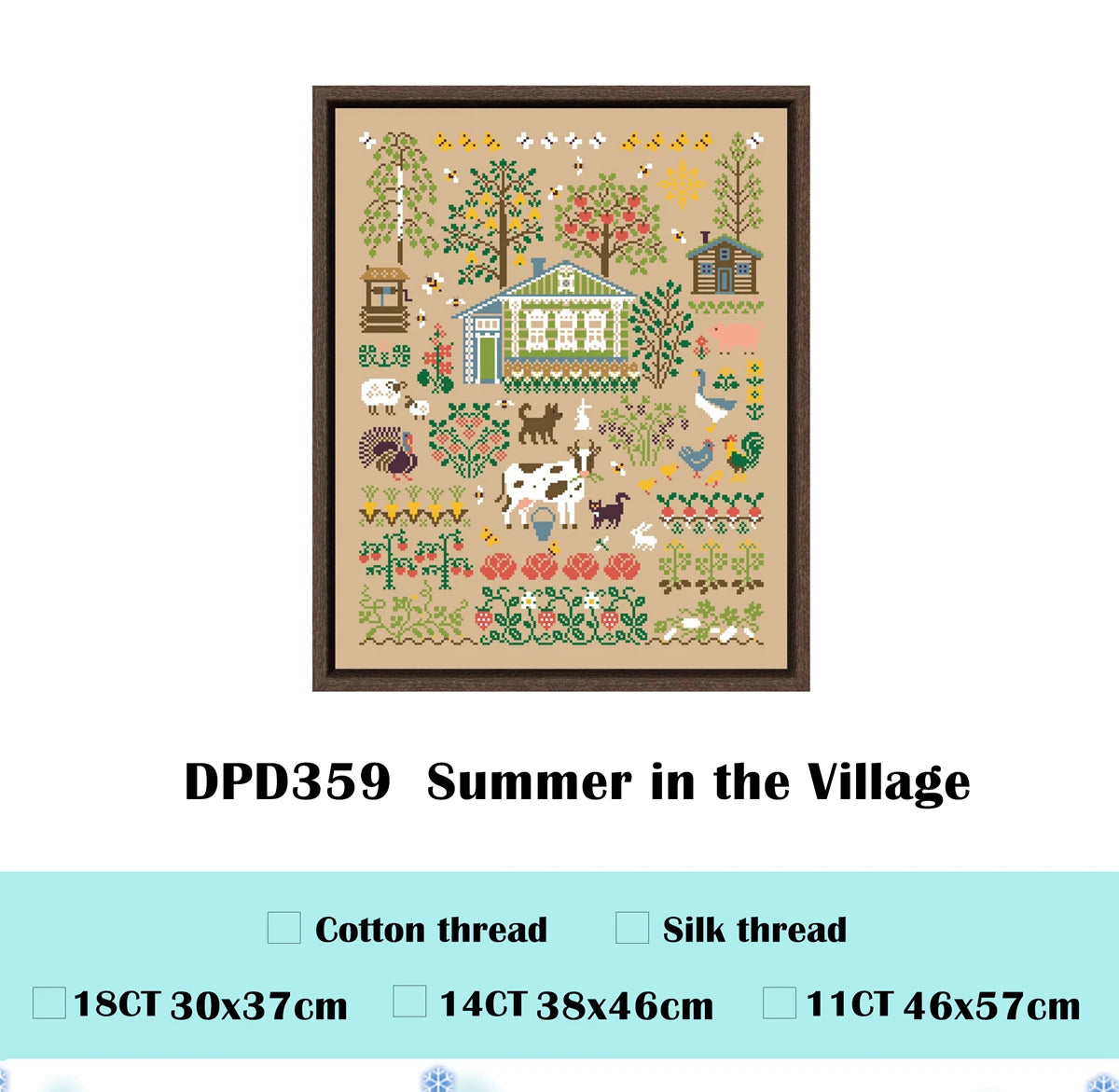 Summer in the Village cross stitch kit 18ct 14ct 11ct