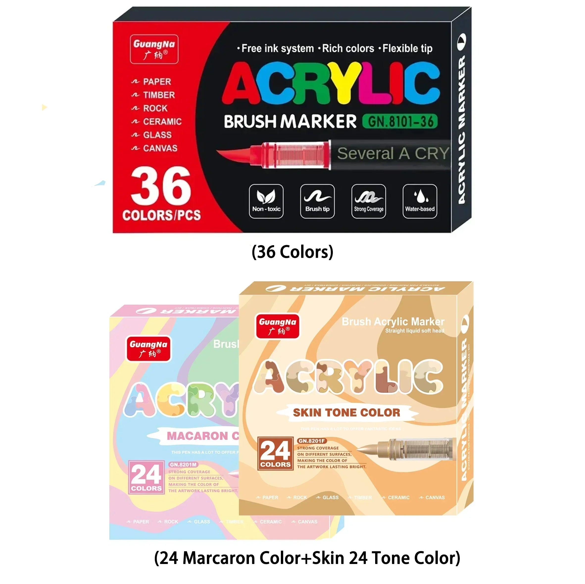 360/12 Colors Acrylic Paint Pens Markers Brush Tip