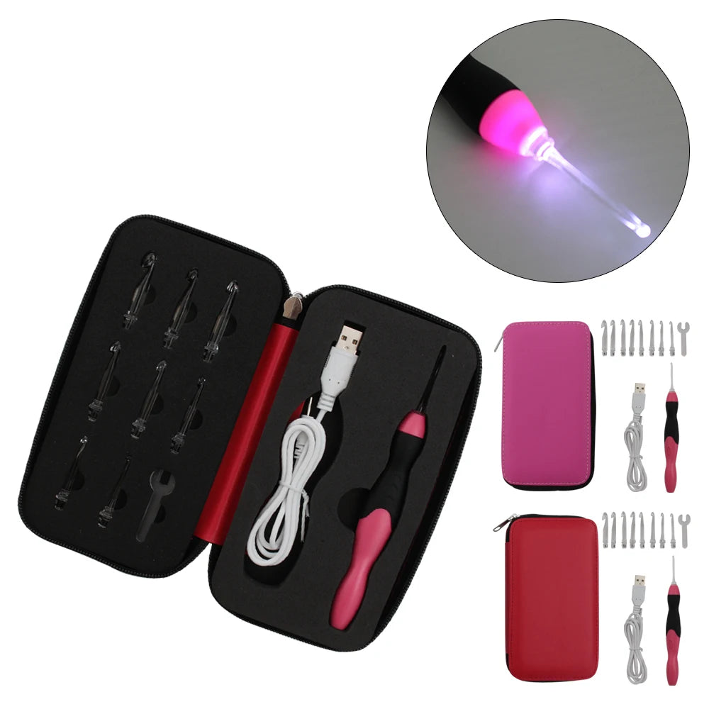 9-In-1 Luminous Led Needle USB Knitting Tool Kit