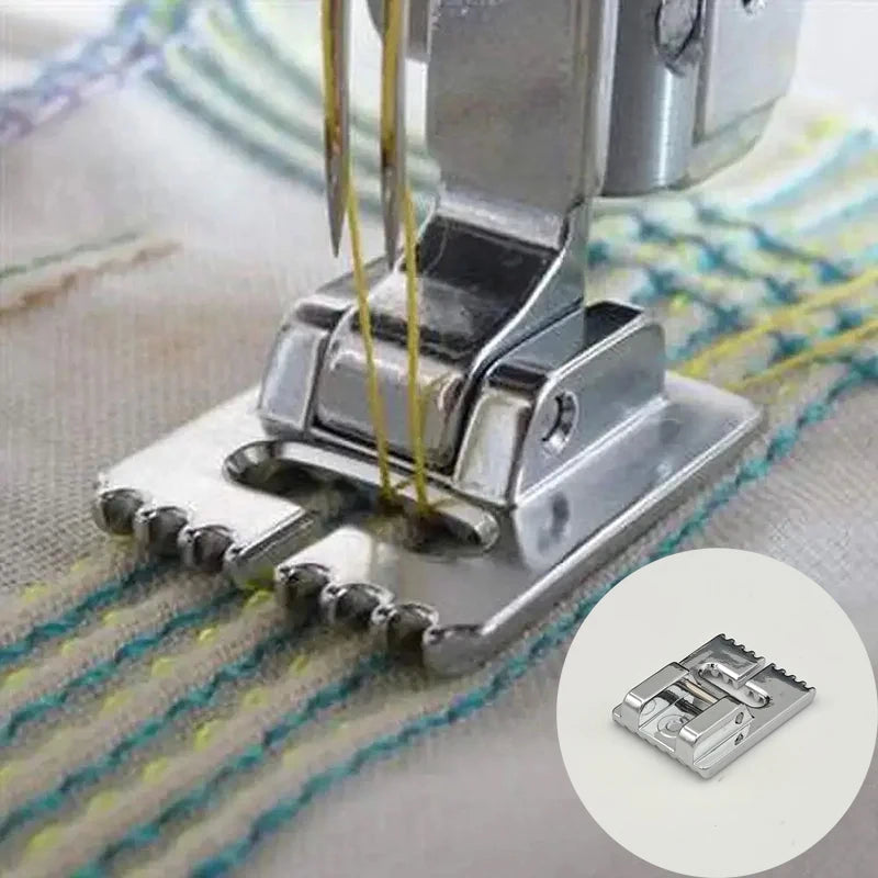 3Pcs/Set Double Needles Size 2/3/4mm And Wrinkled 9 Grooves Sewing Presser Foot