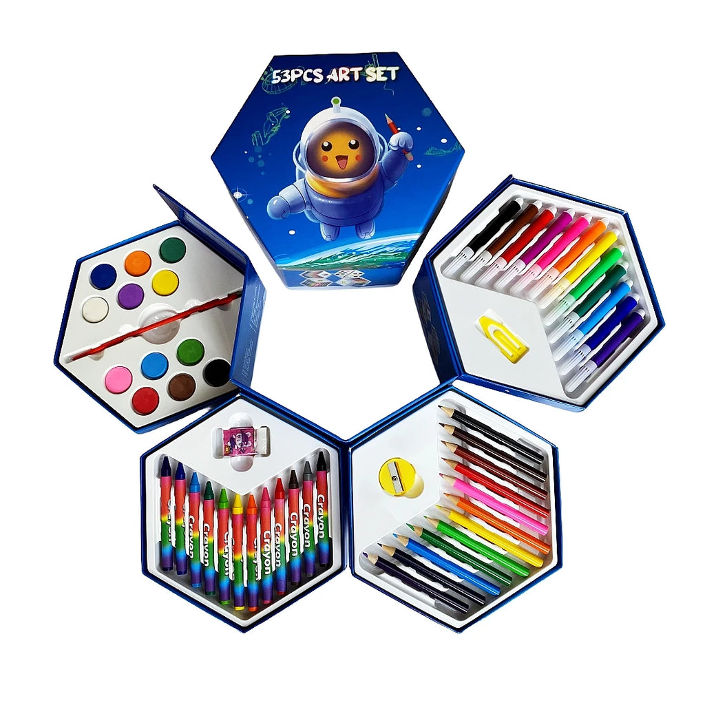 53pcs Multilayer Cartoon Art Pencil Set