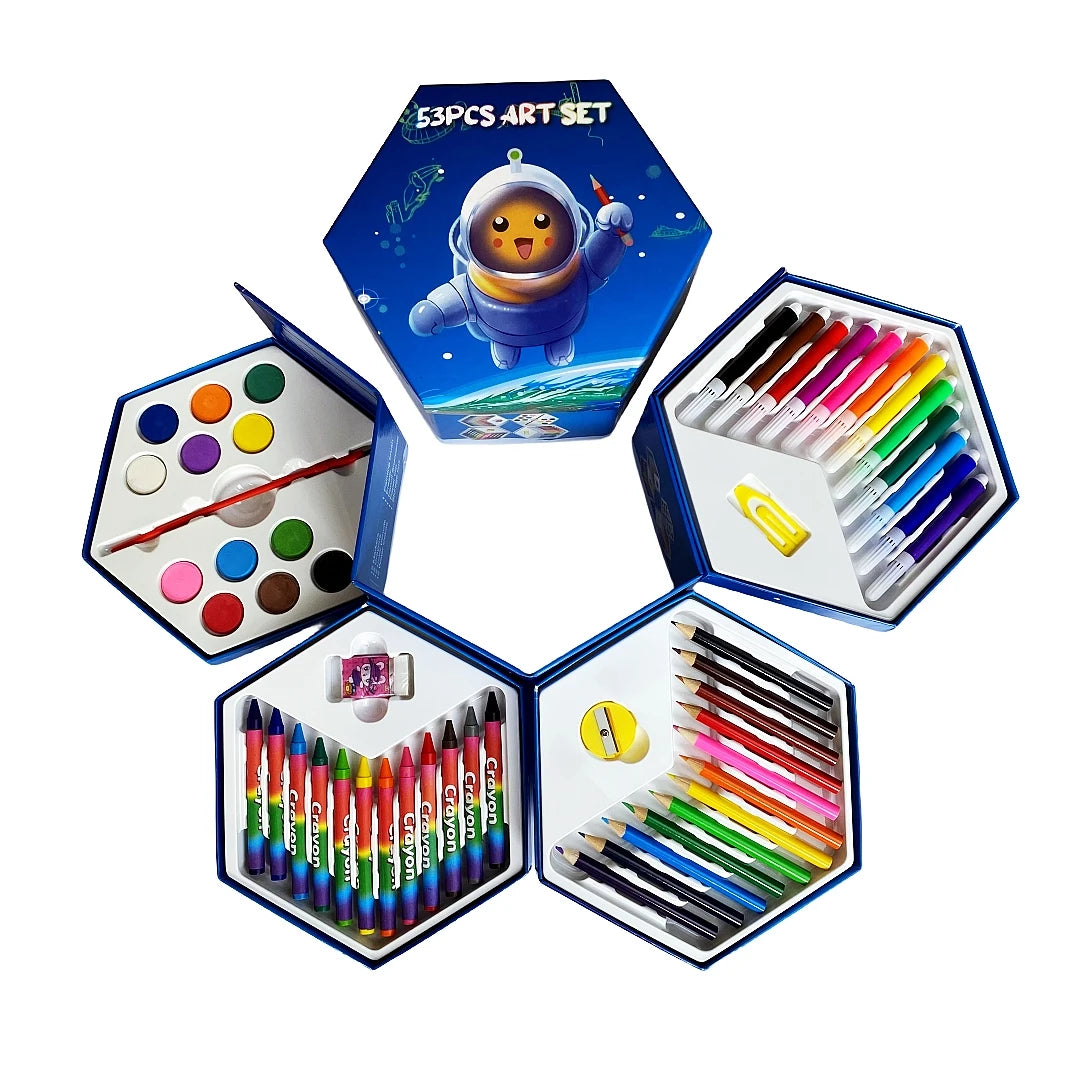53pcs Multilayer Cartoon Art Pencil Set
