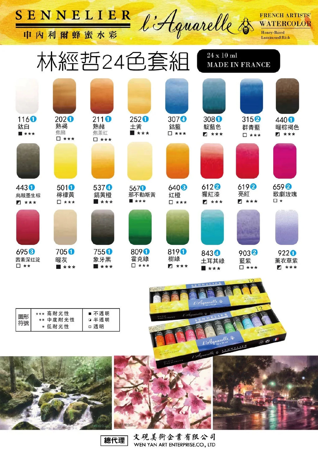 France SENNELIER artist watercolor paint 24/36/99