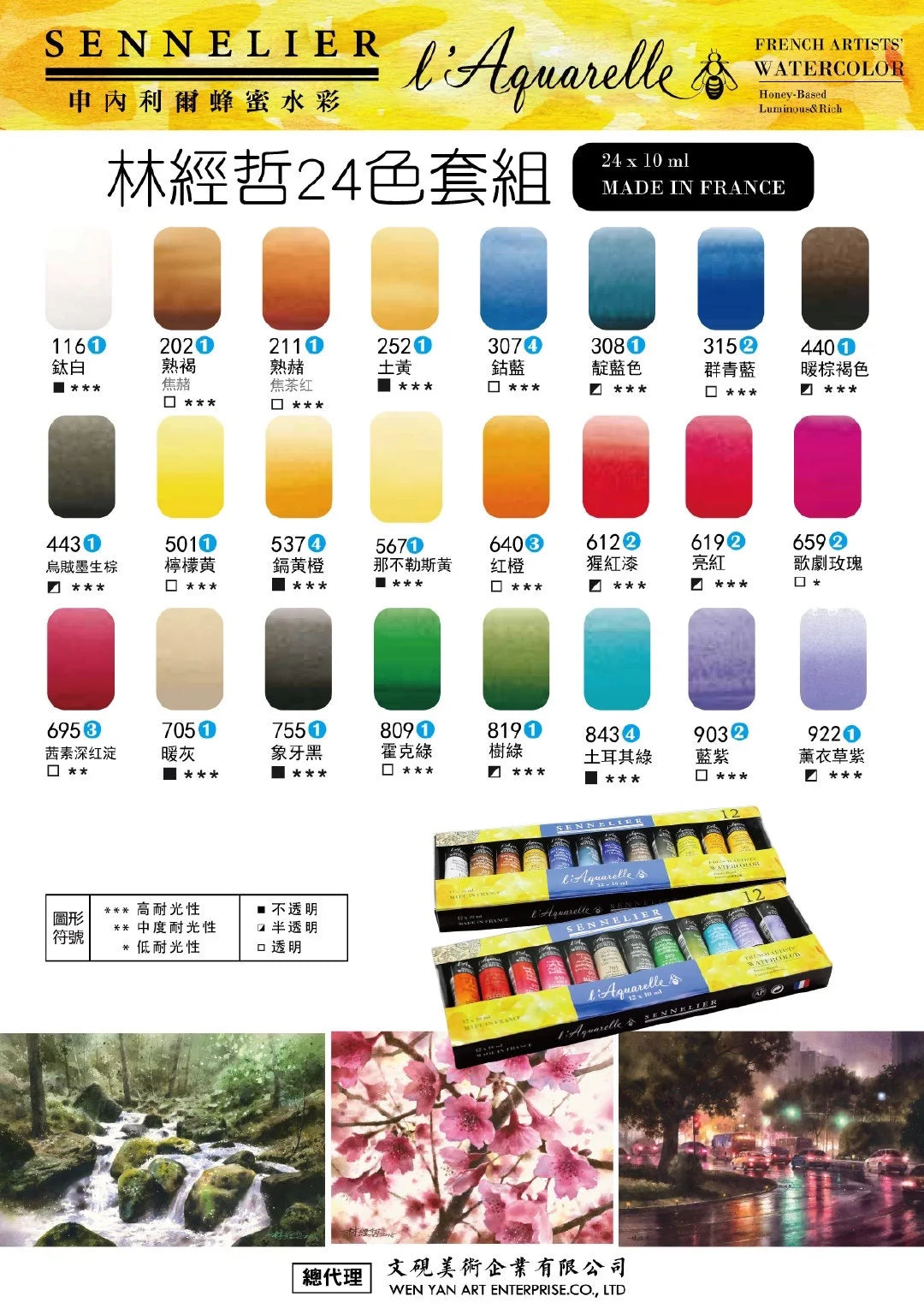 France SENNELIER artist watercolor paint 24/36/99