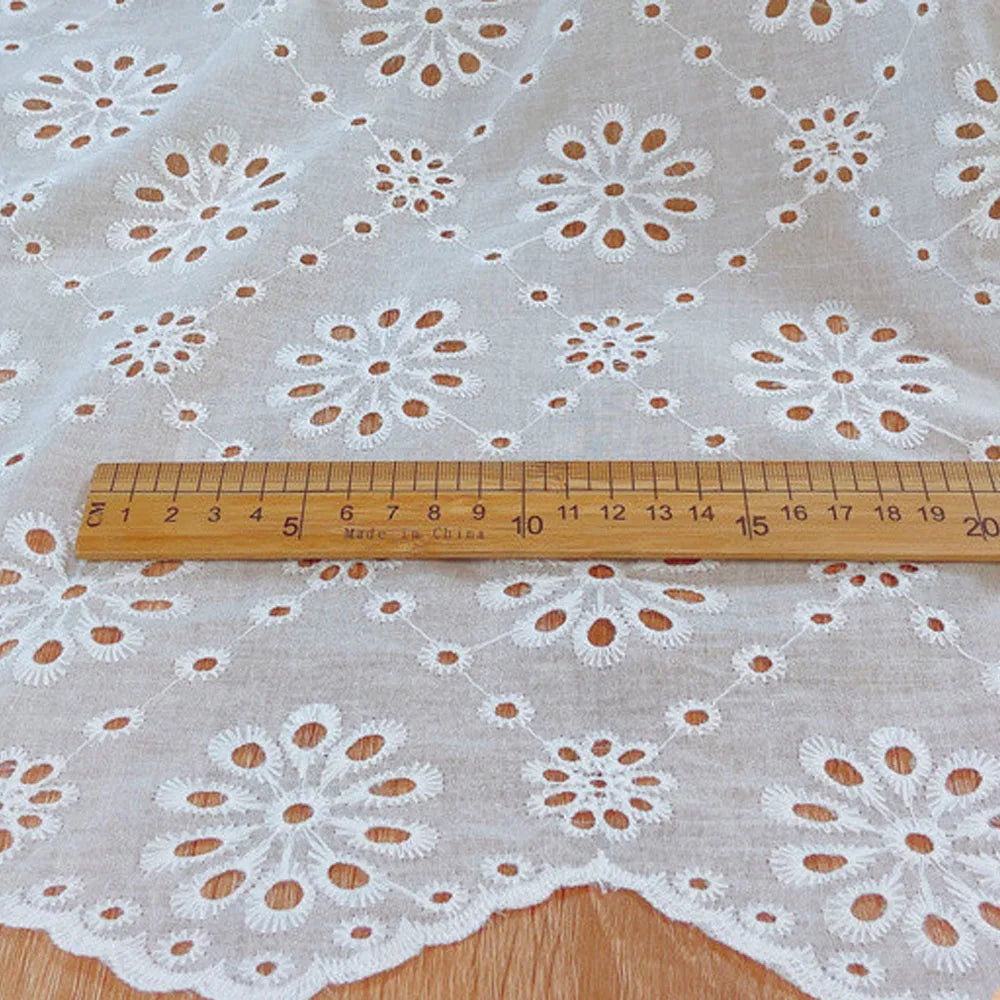 Embroidery Lace 100% Cotton Fabric by Half Yard