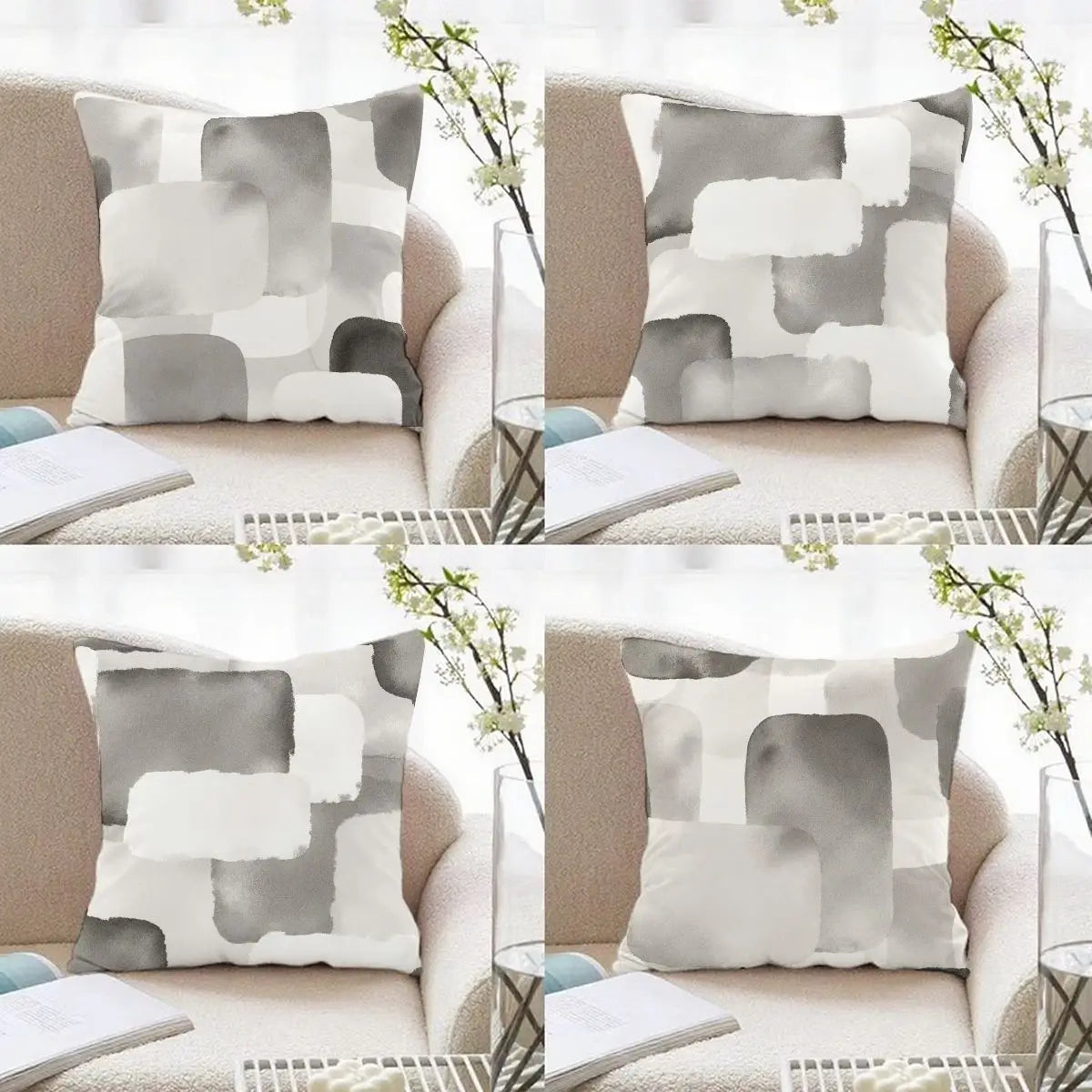 4-Piece Modern Minimalist Square Pattern Pillow Covers