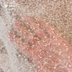 White Beads Sequins Lace Fabric