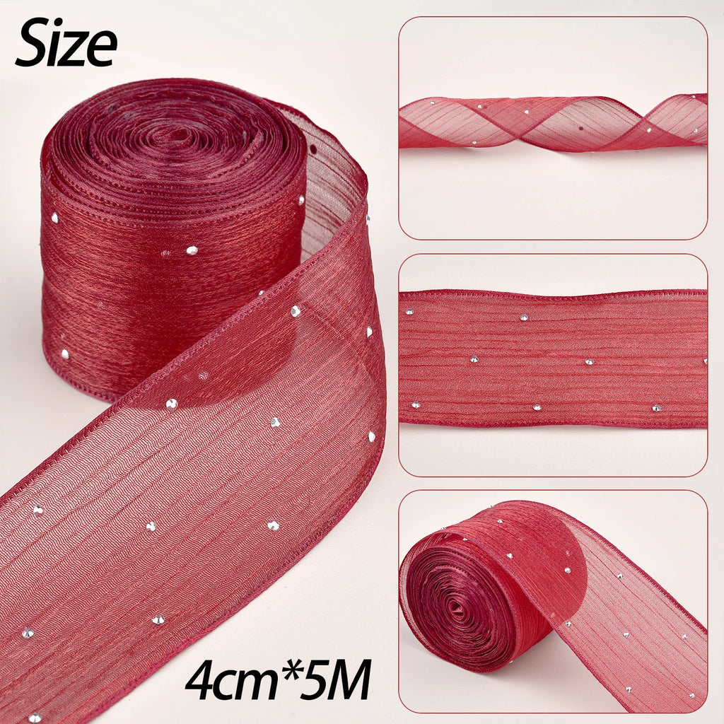 Diamond Pleated Mesh Organza Ribbon