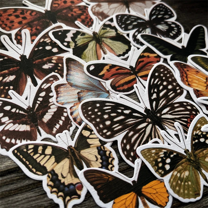 16pcs / bag cloth paper vintage butterfly material