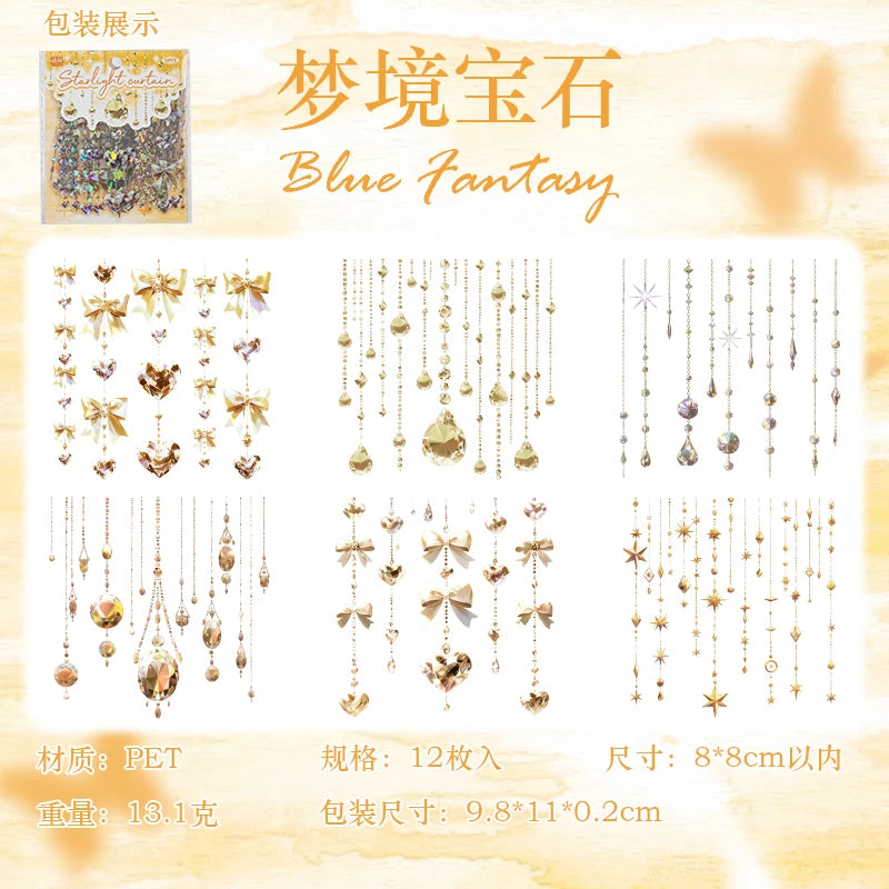 15pcs/pack Kawaii Shell Light Bow Pendant Stickers