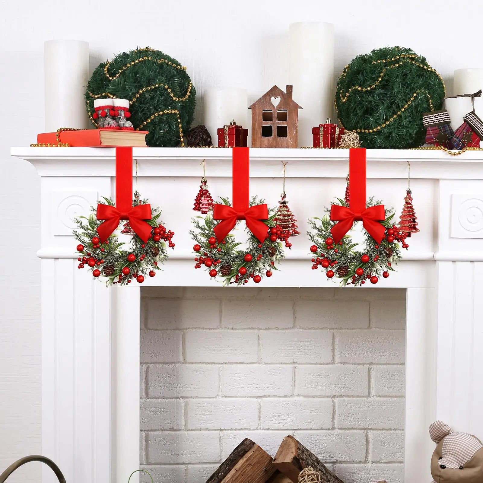 Winter Greenery Wreath with Red Berries