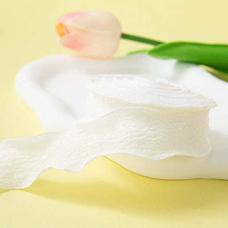 10Yards/Roll Pleated Chiffon Ribbon Wavy Edged