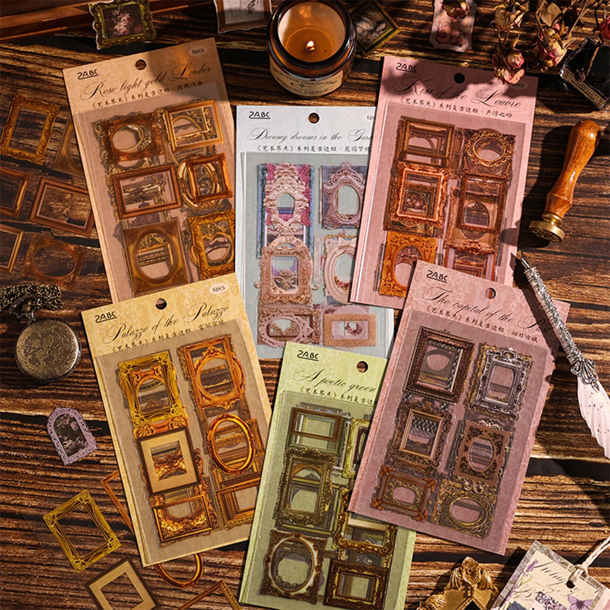 6 pcs/set vintage border stickers