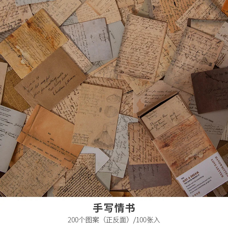 100Pcs Vintage Book Collection Kraft Paper