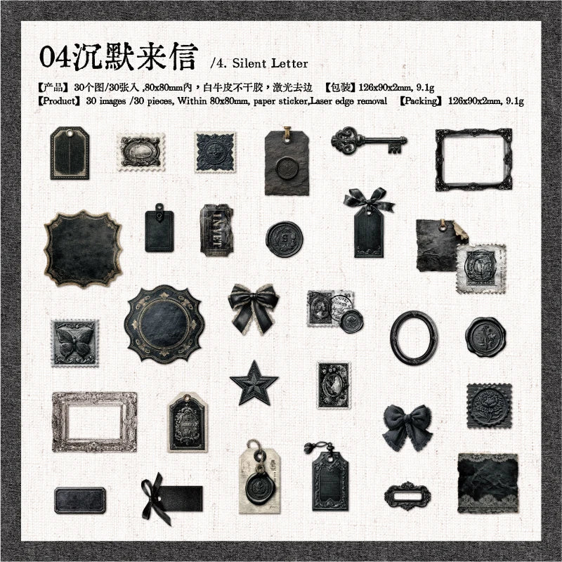 30 pcs/pack Vintage Manor Plants Flowers Stickers