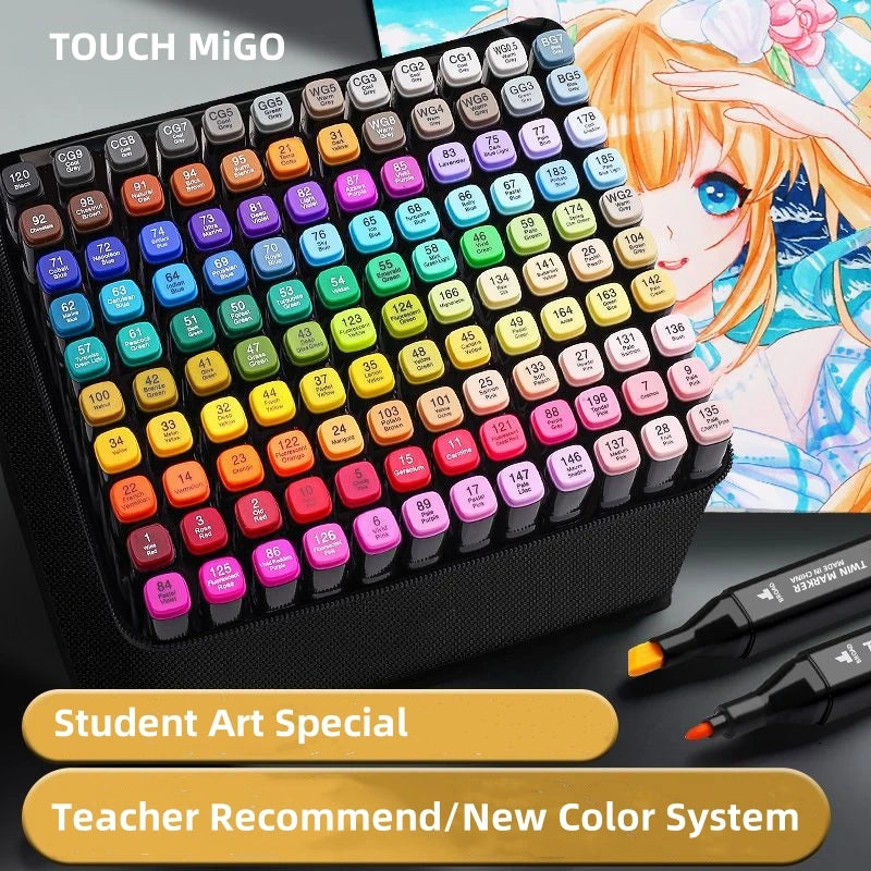 Alcohol Markers Set, 24/36/48/60/80 Color, Dual Tip Chisel & Fine