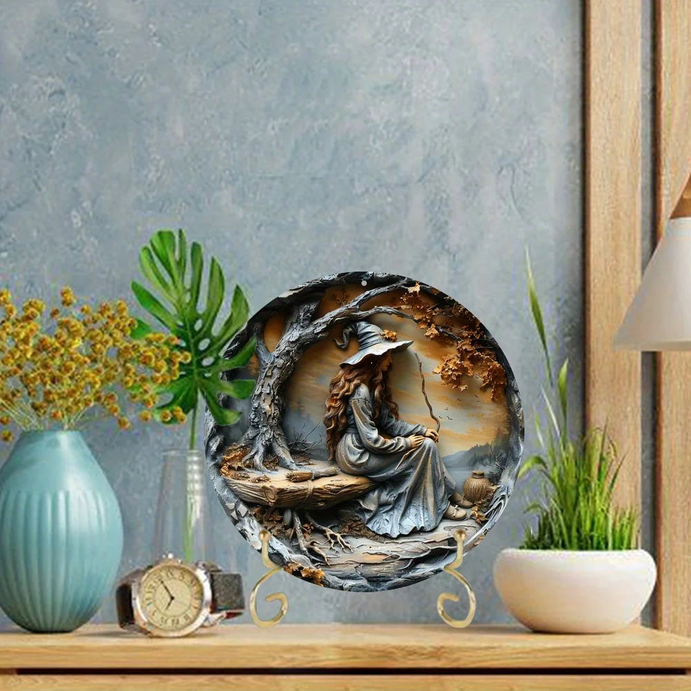 Vintage Witch Broom Theme Wreath Sign