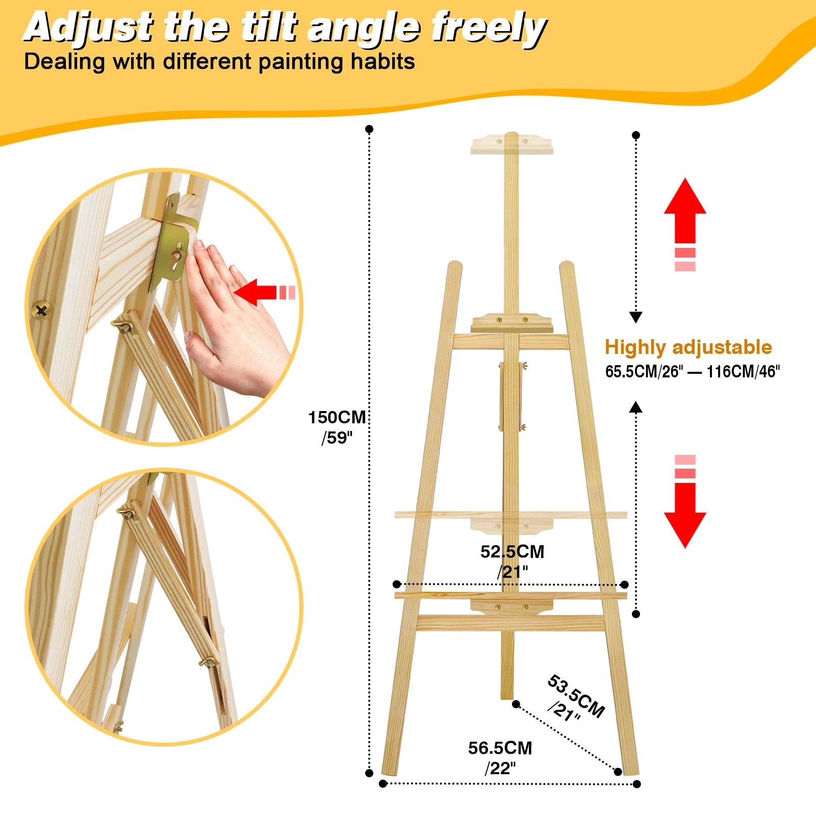 Wooden Artist Easel Adjustable Height