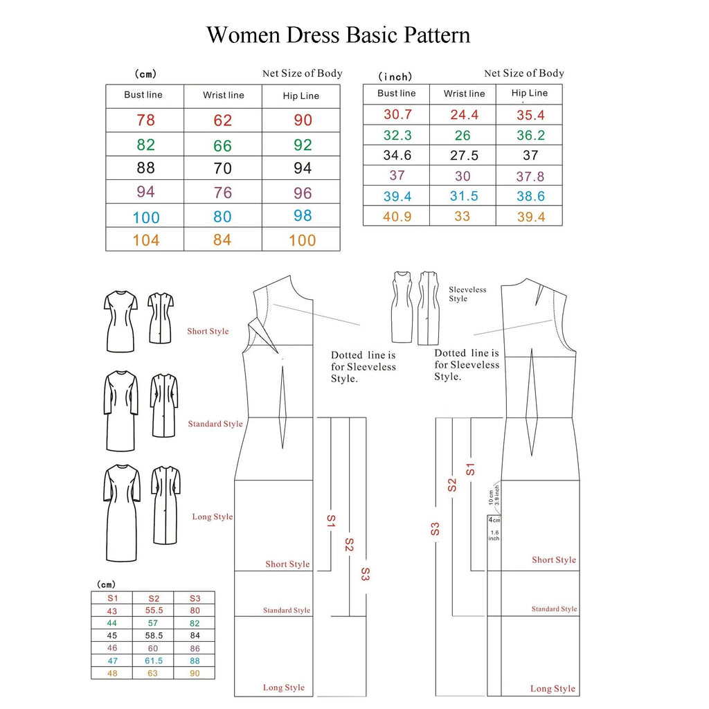 Basic Pattern Drafting Template for Dressmaking