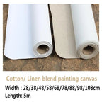 5m long artist primed linen blend / 100% cotton blank primed painting blank canvas