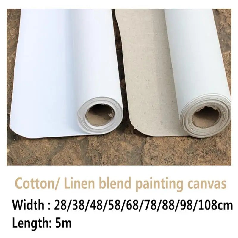 5m long artist primed linen blend / 100% cotton blank primed painting blank canvas