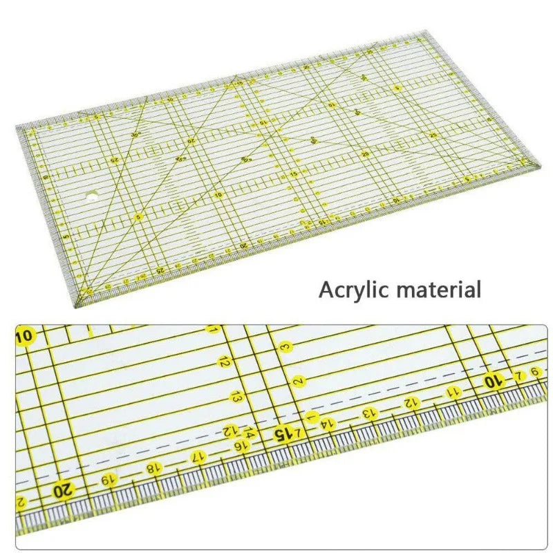 15*30 Quilters Ruler with Double Colored and Grid Lines