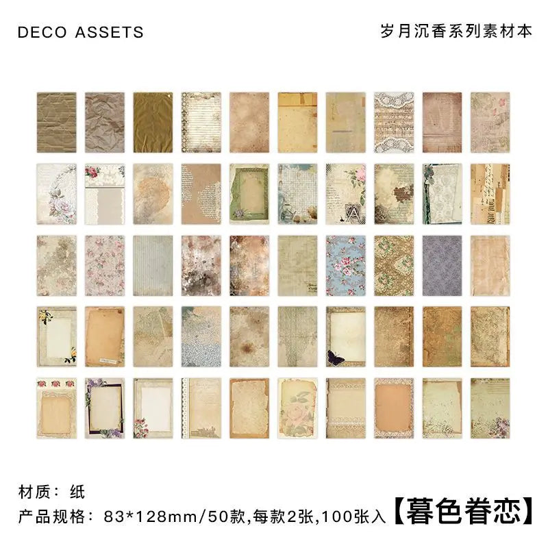 100 pcs material paper book Vintage Decorative Scrapbooking