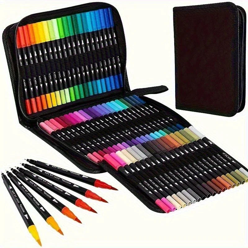 Vibrant Double-Ended Watercolor Markers – Art Set