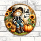 Charming Scarecrow and Fall Harvest Wood Sign - 7.9"X7.9"