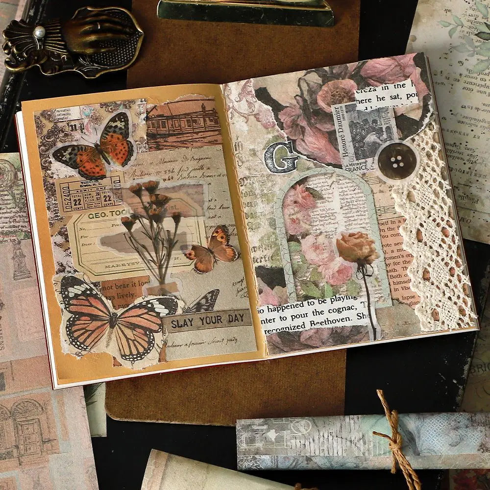 100 pcs material paper book Vintage Decorative Scrapbooking