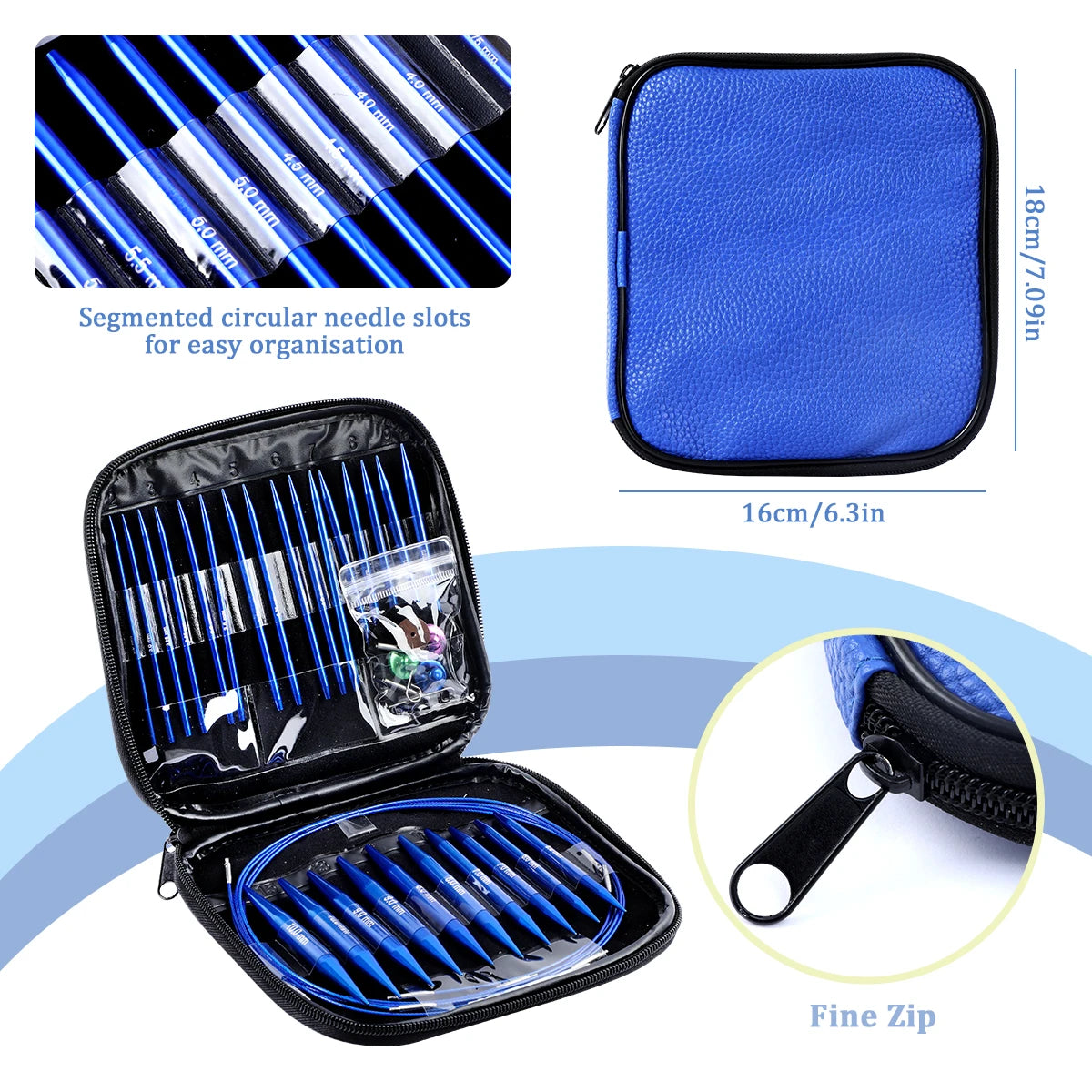 Gemstone Blue Knitting Needle Set Tool