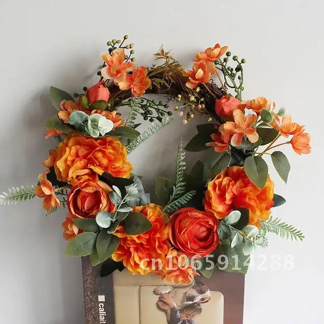 Artificial Flower Wreath Door Decoration
