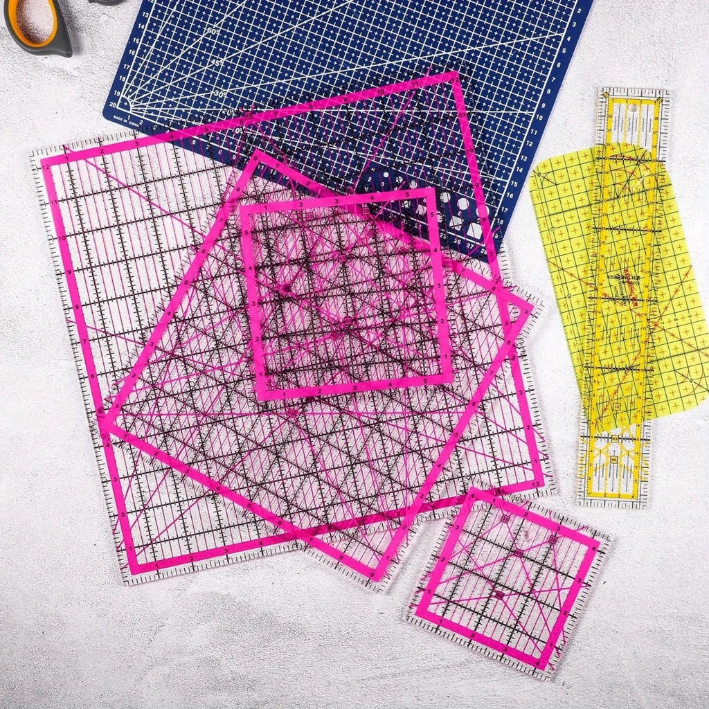 6 acrylic square quilting rulers (12.5/9.5/6/4.5 in)