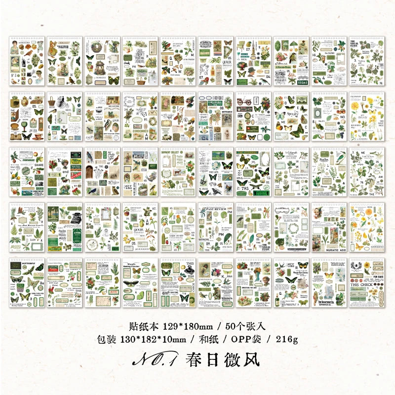 50 Stickers Vintage Antique Labels