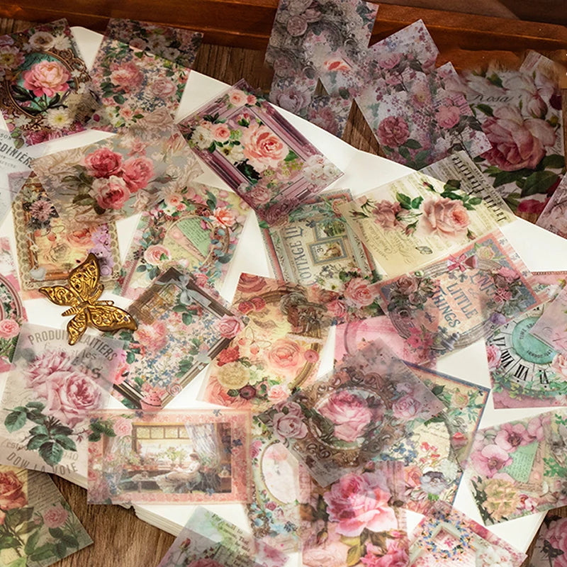 50 Sheets/book, plant and Flower Themed Material Paper