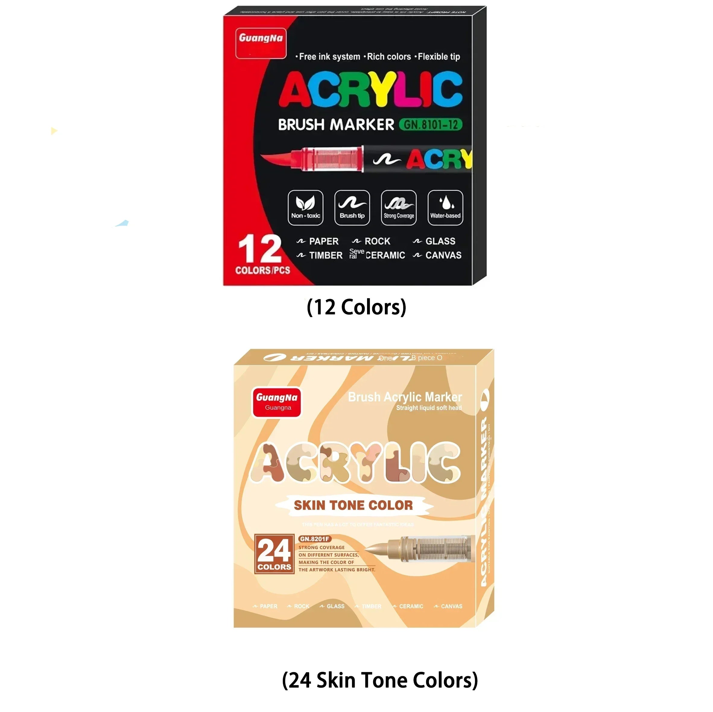 360/12 Colors Acrylic Paint Pens Markers Brush Tip