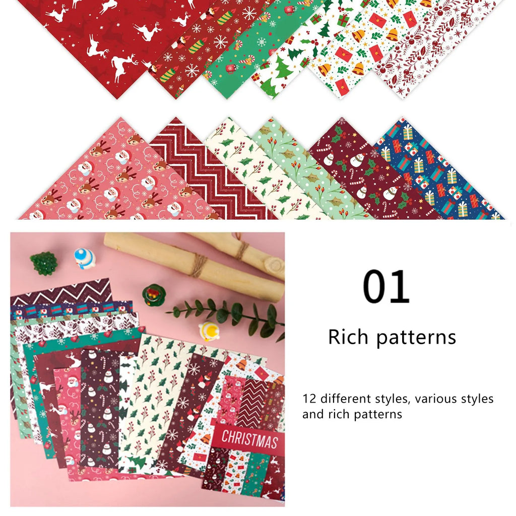 12 Sheet Merry Christmas Scrapbook Paper