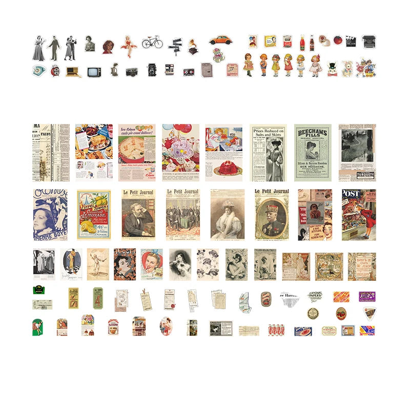 200 pcs Vintage Scrapbooking Stationery Background Paper