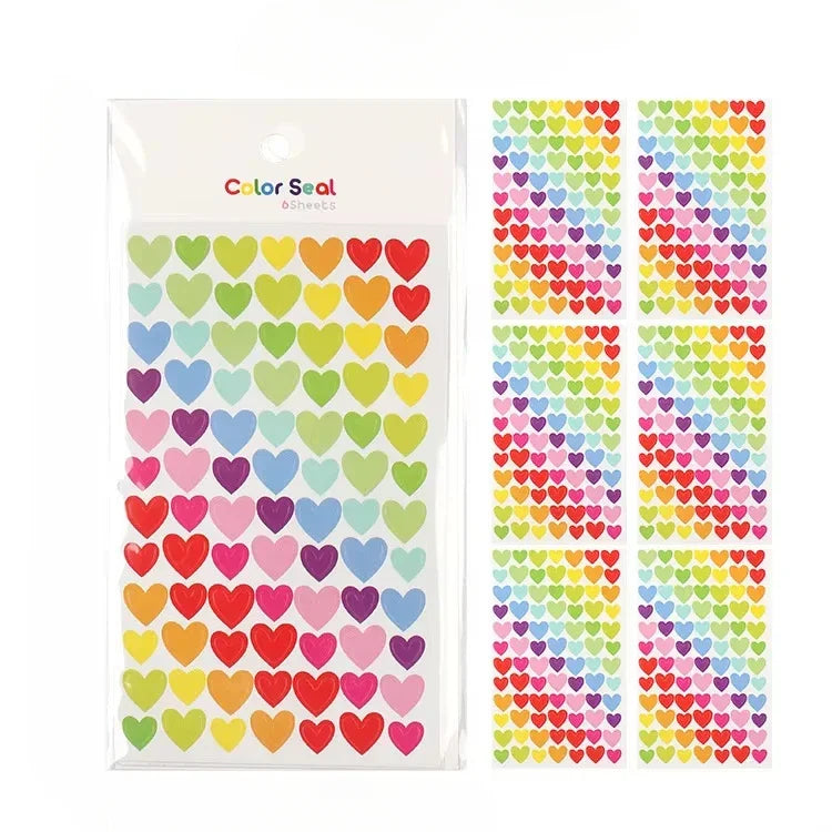 6pcs Scrapbook notebook love polka dot star stickers