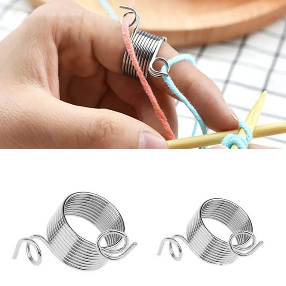 Stainless Steel Coiled Knitting Thimble  Finger Ring