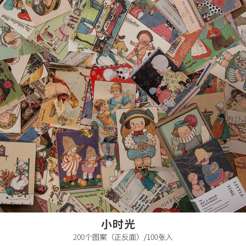 100Pcs Vintage Book Collection Kraft Paper