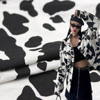 Cotton Twill Jeans Fabric Cow Printed