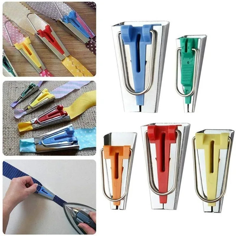 Bias Tape Makers Kit of 5 Sizes 1/4" 3/8" 1/2" 3/4" 1" DIY Quilting Tools Kit