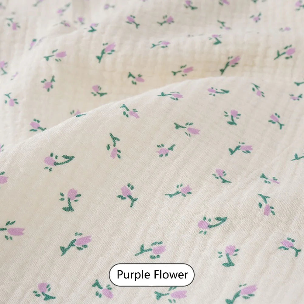 130*50CM Printed Pure Cotton Double-layer Crepe Fabric