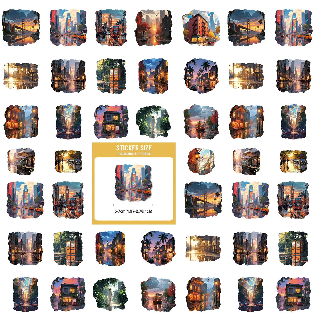 40pcs of PVC Pattern Stickers for Street Scenes After Rain and Sunshine