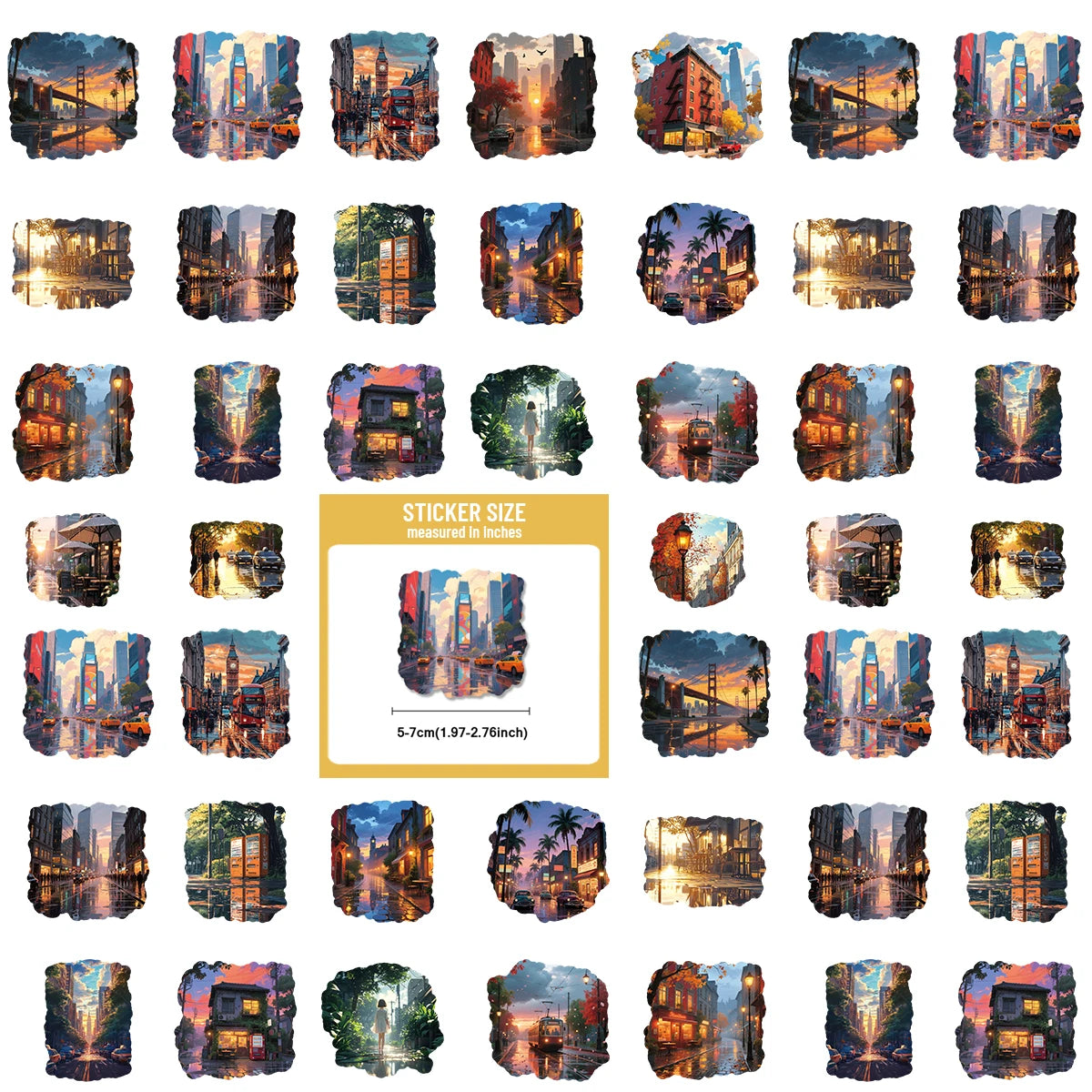 40pcs of PVC Pattern Stickers for Street Scenes After Rain and Sunshine